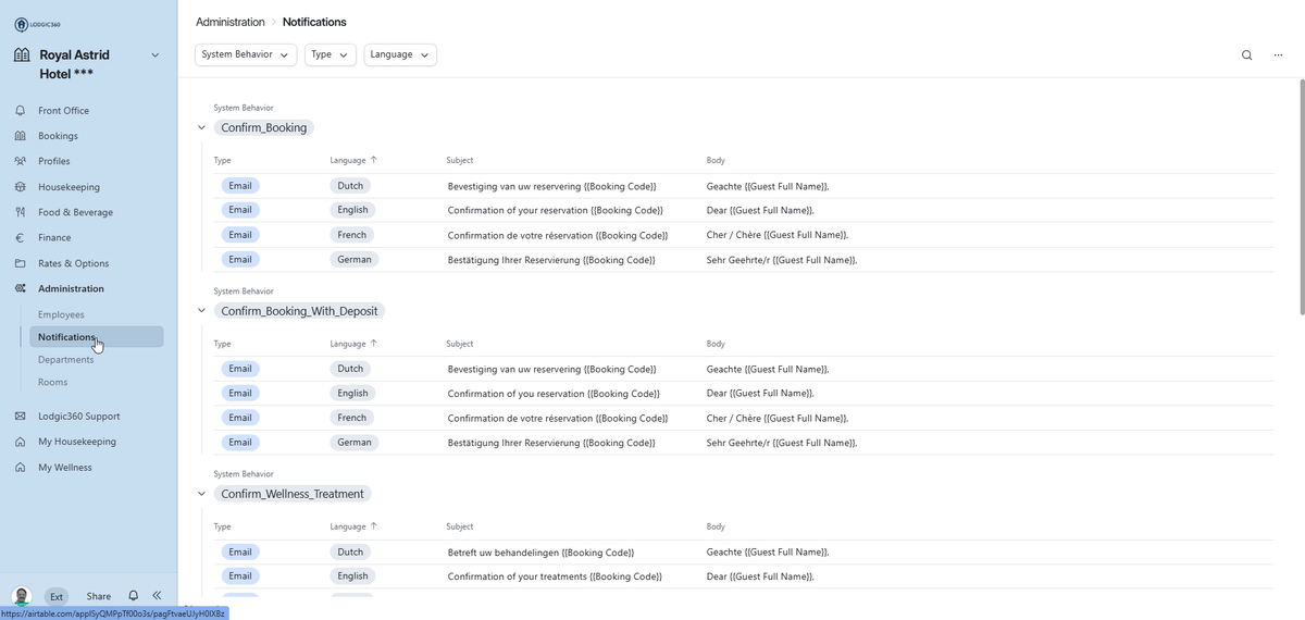 Email Notifications – LODGIC360 PMS software